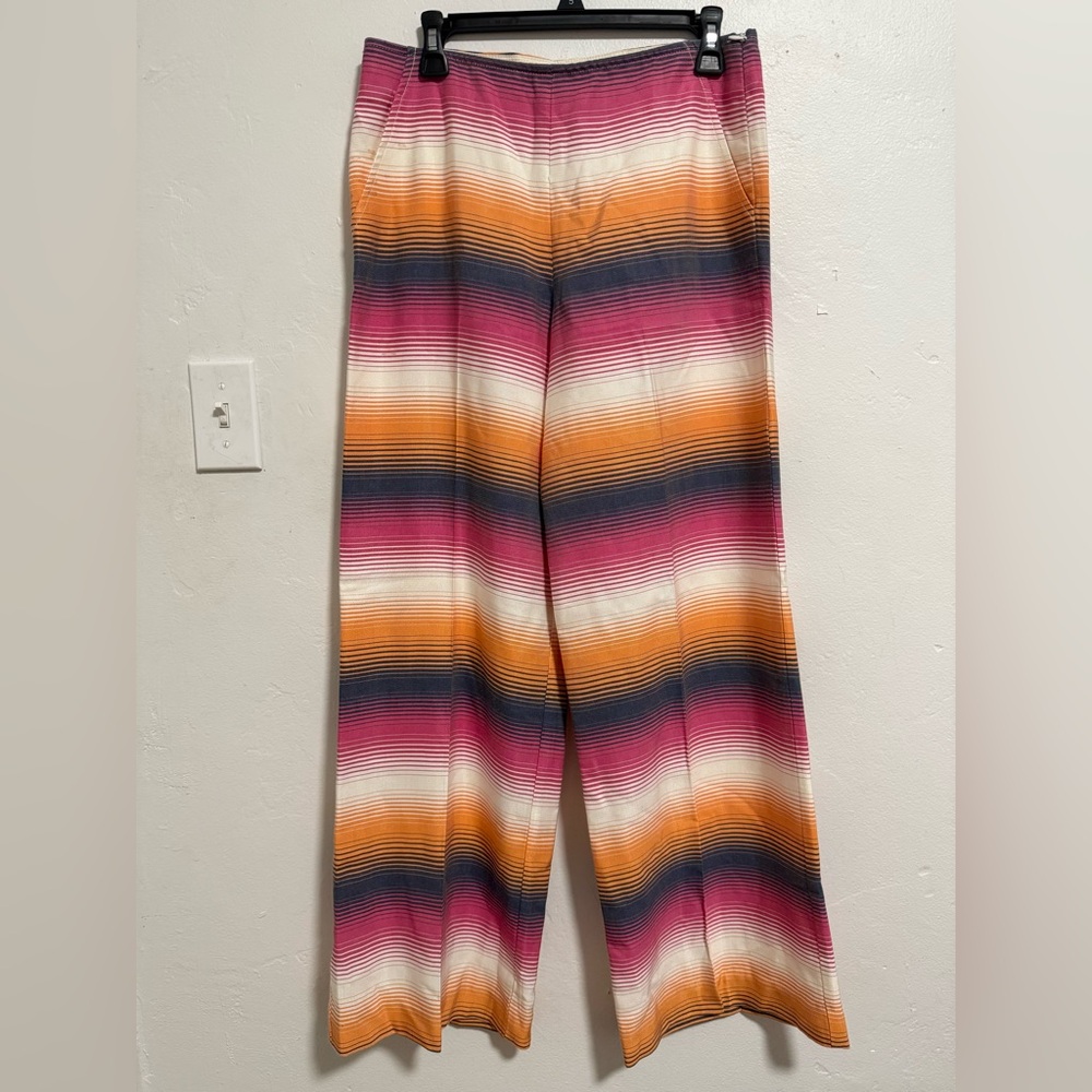Trina Turk Kern Serape Striped Wide Leg Cotton Pants Women’s Size 4
